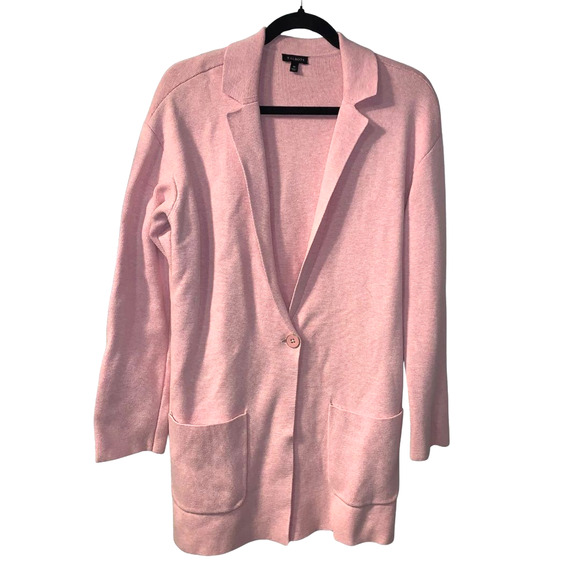 Talbots Women's Sweater Blazer Size M Pink Cardigan Cotton Blend 3/4 Sleeves - Picture 1 of 6